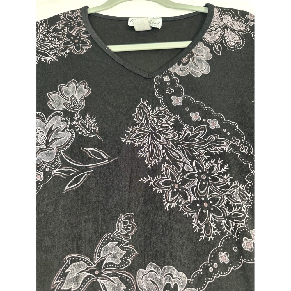 Vintage Carolyn Strauss Floral Top Womens S Black 90s Y2K made in the USA - Picture 3 of 7